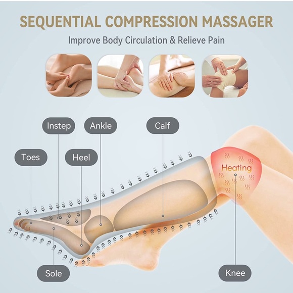 Foot and Leg Massager for Circulation with Knee Heat with Hand-held Controller - Picture 6 of 12